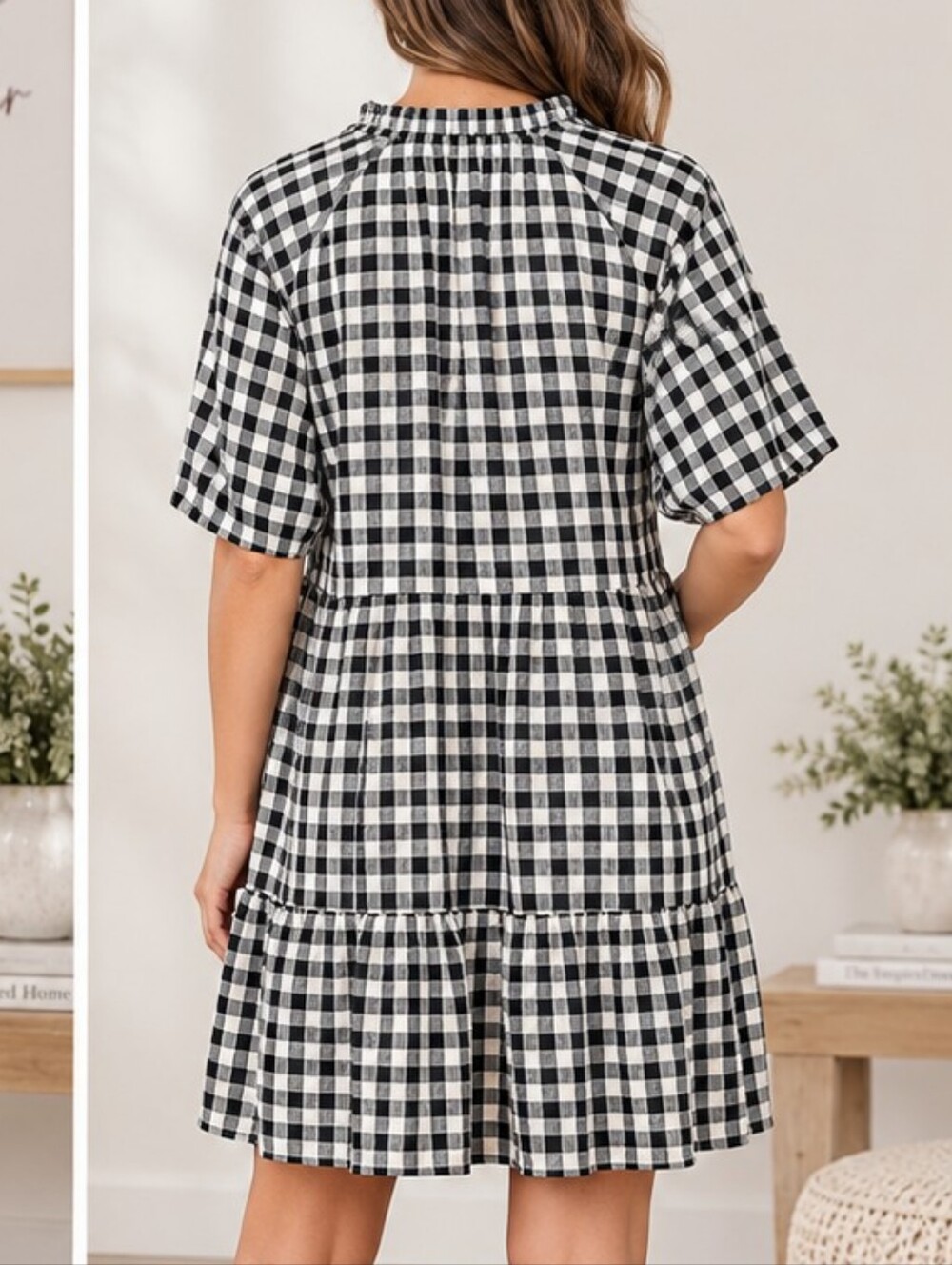 BB Dakota Steve Madden Gingham Tiered Dress – Size M - Picture 2 of 10
